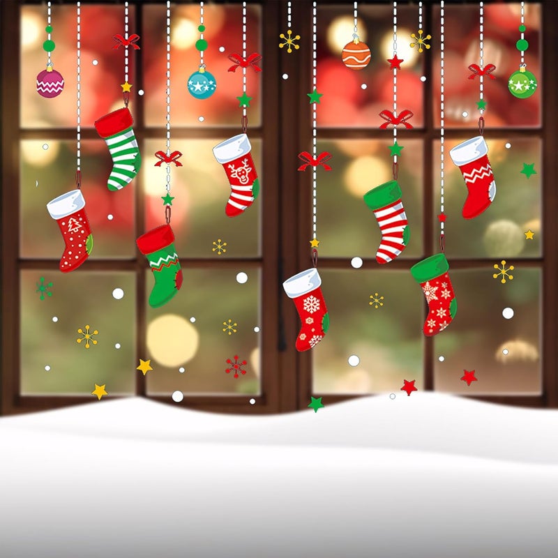 ONDY Merry Christmas Garter Window Glass Decoration Stickers 2026 New Holiday Removable Dress Up DIY Static Window Clings Decals for Living Room Bedroom Shop Windows - Image 5